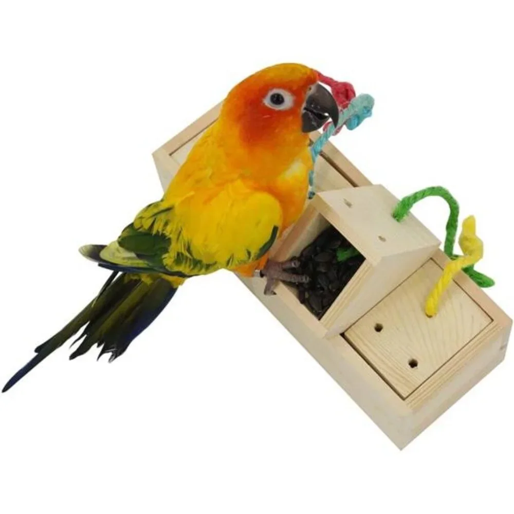 Wooden Bird Foraging Feeder Toys, Intelligence Toys for Medium and Large Parrots